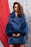 Buy Nayantaara Blue Organza, Satin Lapel Blazer Dress at Aza Fashions Buy_Nayantaara_Blue Organza, Satin Lapel Blazer Dress _at_Aza_Fashions