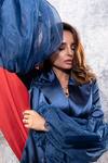 Shop Nayantaara Blue Organza, Satin Lapel Blazer Dress Online at Aza Fashions Shop_Nayantaara_Blue Organza, Satin Lapel Blazer Dress _Online_at_Aza_Fashions