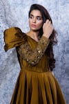 Shop_Nayantaara_Brown Tafetta One Shoulder Gown _at_Aza_Fashions