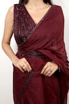 Shop_Nayantaara_Maroon Silk V Neck Organza Saree _Online_at_Aza_Fashions