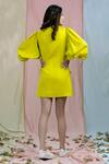 Shop_Nayantaara_Yellow Bamberg Satin Lapel Collar Blazer Dress _at_Aza_Fashions