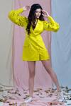 Shop_Nayantaara_Yellow Bamberg Satin Lapel Collar Blazer Dress _Online_at_Aza_Fashions