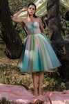 Shop_Nayantaara_Multi Color Organza Embroidery Sweetheart Neck Corset Dress _at_Aza_Fashions