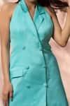 Buy_Nayantaara_Blue Bamberg Satin Halter Lapel Dress _Online_at_Aza_Fashions