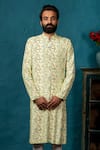Buy_Nautanky_Green Cotton Silk Printed Kurta Set _at_Aza_Fashions