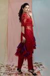 Nayantaara_Red Organza, Bamberg , Paper Round Embellished Kurta Set_Online_at_Aza_Fashions