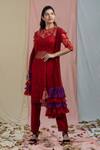 Shop_Nayantaara_Red Organza, Bamberg , Paper Round Embellished Kurta Set_Online_at_Aza_Fashions