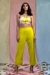 Buy_Nayantaara_Yellow Bamberg Satin Square Neck Tie-dye Top And Pant Set _at_Aza_Fashions