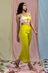 Nayantaara_Yellow Bamberg Satin Square Neck Tie-dye Top And Pant Set _Online_at_Aza_Fashions