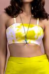 Nayantaara_Yellow Bamberg Satin Square Neck Tie-dye Top And Pant Set _at_Aza_Fashions