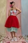Buy_Nayantaara_Blue Swiss Net Embroidery Sweetheart Neck Corset Top And Layered Skirt _at_Aza_Fashions