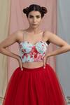 Buy_Nayantaara_Blue Swiss Net Embroidery Sweetheart Neck Corset Top And Layered Skirt _Online_at_Aza_Fashions