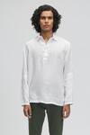 Terra Luna_White Linen Plain Azores Long Sleeve T-shirt_Online_at_Aza_Fashions