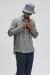 Terra Luna_Grey Linen Plain Azores Long Sleeve T-shirt _Online_at_Aza_Fashions
