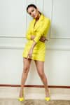 Nayantaara_Yellow Cotton Lapel Blazer Dress _at_Aza_Fashions