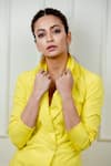 Shop_Nayantaara_Yellow Cotton Lapel Blazer Dress _at_Aza_Fashions