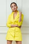 Buy_Nayantaara_Yellow Cotton Lapel Blazer Dress _at_Aza_Fashions