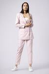 Buy_Nayantaara_Pink Cotton Lapel Double Breasted Blazer With Pant _at_Aza_Fashions