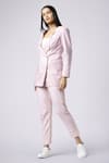 Nayantaara_Pink Cotton Lapel Double Breasted Blazer With Pant _Online_at_Aza_Fashions