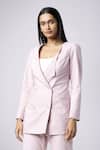 Buy_Nayantaara_Pink Cotton Lapel Double Breasted Blazer With Pant _Online_at_Aza_Fashions