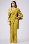 Nayantaara_Yellow Paper Silk Saree With Blouse_Online_at_Aza_Fashions