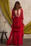 Shop Nayantaara Red Double Georgette Round Embroidered Kurta Gharara Set at Aza Fashions Shop_Nayantaara_Red Double Georgette Round Embroidered Kurta Gharara Set _at_Aza_Fashions
