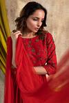 Shop Nayantaara Red Double Georgette Round Embroidered Kurta Gharara Set Online at Aza Fashions Shop_Nayantaara_Red Double Georgette Round Embroidered Kurta Gharara Set _Online_at_Aza_Fashions