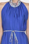 Buy_NA-KA_Blue Satin Shimmer Halter Gathered Dress _Online_at_Aza_Fashions