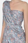Buy_NA-KA_Grey Crepe Satin Geometric One Shoulder Printed Dress _Online_at_Aza_Fashions