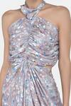 Buy_NA-KA_Grey Crepe Satin Printed Geometric Halter Cutout Dress  _Online_at_Aza_Fashions