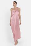 Buy_NA-KA_Pink Moss Satin One Shoulder Dress_at_Aza_Fashions