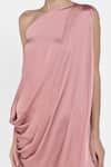 Buy_NA-KA_Pink Satin One Shoulder Dress_Online_at_Aza_Fashions