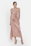 Buy_NA-KA_Pink Moss Satin One Shoulder Dress _at_Aza_Fashions