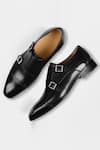 Buy_Luxoro Formello_Black Hand Painted Brogue Double Monks  _Online_at_Aza_Fashions