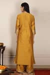 Shop_Pouli Pret_Yellow Kota, Mercerised Cotton Chanderi Boat Anarkali Set _at_Aza_Fashions