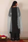 Shop_Pouli Pret_Black Viscose Silk Habutai Boat Embroidered Kurta Set _at_Aza_Fashions
