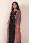 Buy Pouli Pret Black Mercerised Cotton Chanderi Notched Embroidered Kurta Set Online at Aza Fashions Buy_Pouli Pret_Black Mercerised Cotton Chanderi Notched Embroidered Kurta Set _Online_at_Aza_Fashions
