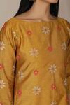 Buy_Pouli Pret_Yellow Mercerised Cotton Chanderi, Silk Embroidered Kurta And Dhoti Pant Set _Online_at_Aza_Fashions