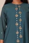Buy_Pouli Pret_Blue Mercerised Cotton Chanderi Embroidered Kurta And Dhoti Pant Set _Online_at_Aza_Fashions