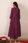 Shop_Pouli Pret_Purple Viscose Silk Habutai V Neck Embroidered Angrakha Set_at_Aza_Fashions