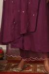 Shop_Pouli Pret_Purple Viscose Silk Habutai V Neck Embroidered Angrakha Set_Online_at_Aza_Fashions