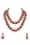 Buy_Anayah Jewellery_Kundan Multi-layered Bead Drop Necklace Jewellery Set_at_Aza_Fashions