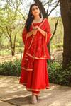Buy_Gulabo Jaipur_Red Cotton Rayon Anarkali Set_at_Aza_Fashions