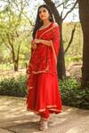 Gulabo Jaipur_Red Cotton Rayon Anarkali Set_Online_at_Aza_Fashions