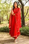 Shop_Gulabo Jaipur_Red Cotton Rayon Anarkali Set_Online_at_Aza_Fashions