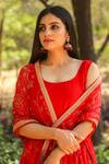 Gulabo Jaipur_Red Cotton Rayon Anarkali Set_at_Aza_Fashions