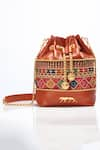 Buy_Sabyasachi_Kutch - Brown Embroidered The Nani Bucket Bag _at_Aza_Fashions