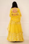 Shop Studio Iris India Yellow Viscose Georgette V Neck Embroidered Lehenga Set at Aza Fashions Shop_Studio Iris India_Yellow Viscose Georgette V Neck Embroidered Lehenga Set _at_Aza_Fashions