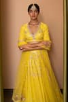 Buy Studio Iris India Yellow Viscose Georgette V Neck Embroidered Lehenga Set Online at Aza Fashions Buy_Studio Iris India_Yellow Viscose Georgette V Neck Embroidered Lehenga Set _Online_at_Aza_Fashions