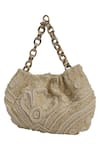 The Leather Garden_White Beads Embellished Handbag _Online_at_Aza_Fashions